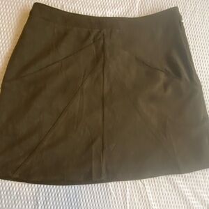 Vintage Evie Mini Skirt Olive Green Faux Suede Size Medium